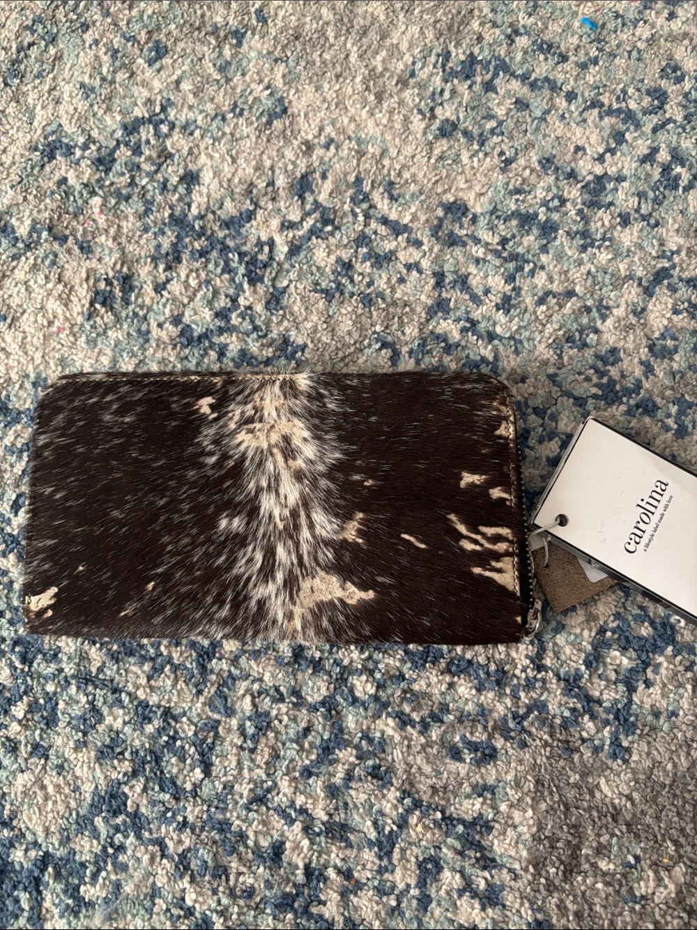 Carolina Wallet - Brown & White Haircalf Zip-Around Phone Wallet